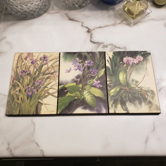 ART Botanical Floral Prints in Lavender Green Set of 3 - Picture 2 of 11